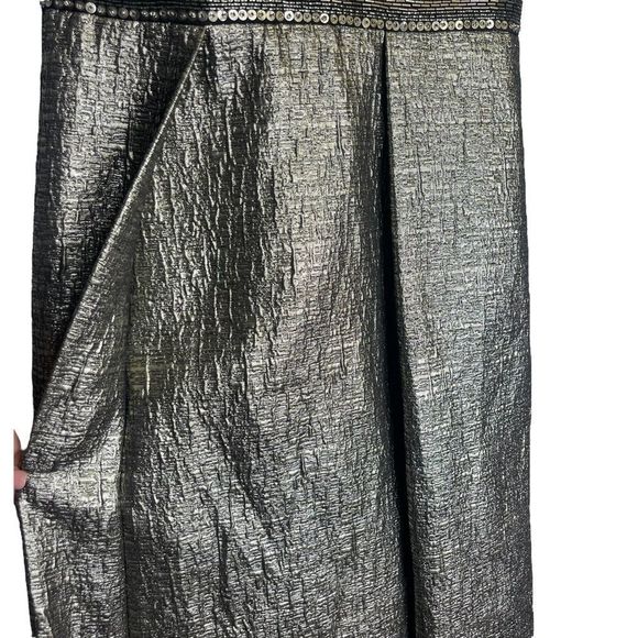 Carmen Marc Valvo Evening Gown Dress Size 6 Maxi Ombré Sequence Black Gold - Picture 7 of 13